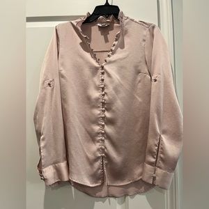 Express portofino blush pink satin blouse. Long sleeve. Great condition!
